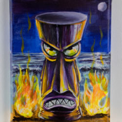 Tiki Fire Painting 9" x 7" on canvas