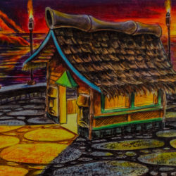 "Island Tiki Hut" 8 x 10" Signed and Numbered Print